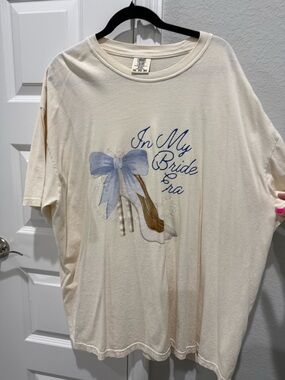 Comfort Colors Cream "In My Bride Era" Graphic Tee with Blue Bow